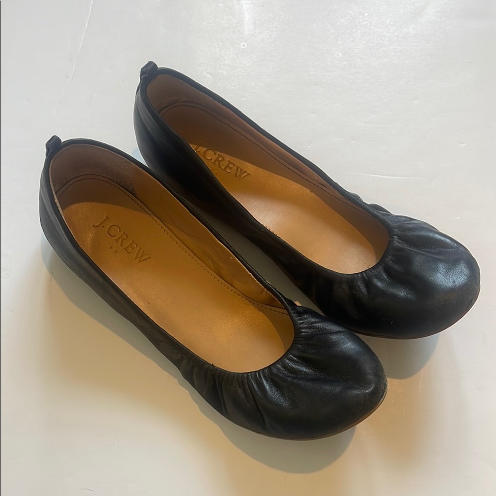 J. Crew Women's Black Leather Ballet Flats